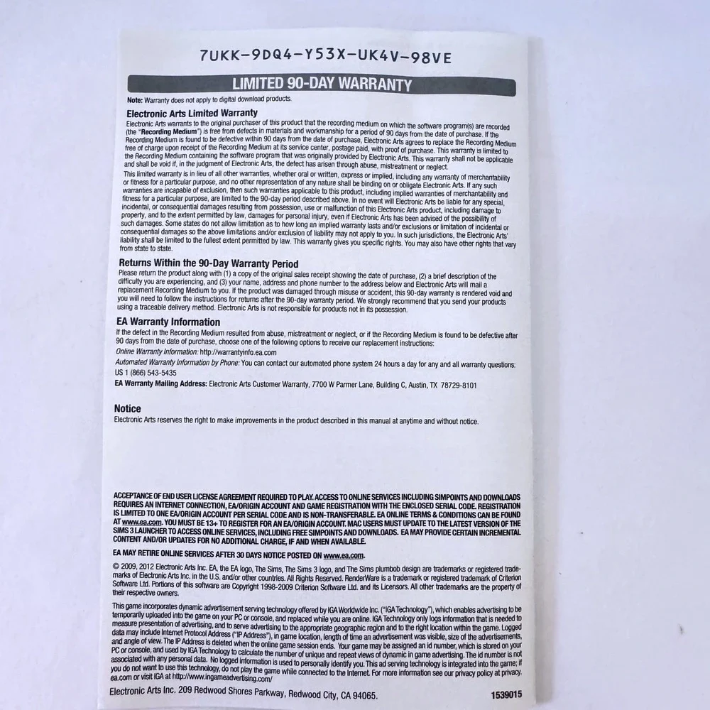The Sims 3 PC Mac Video Game EA Games DVD-ROM w/ Manual 2009 Simulation Gaming